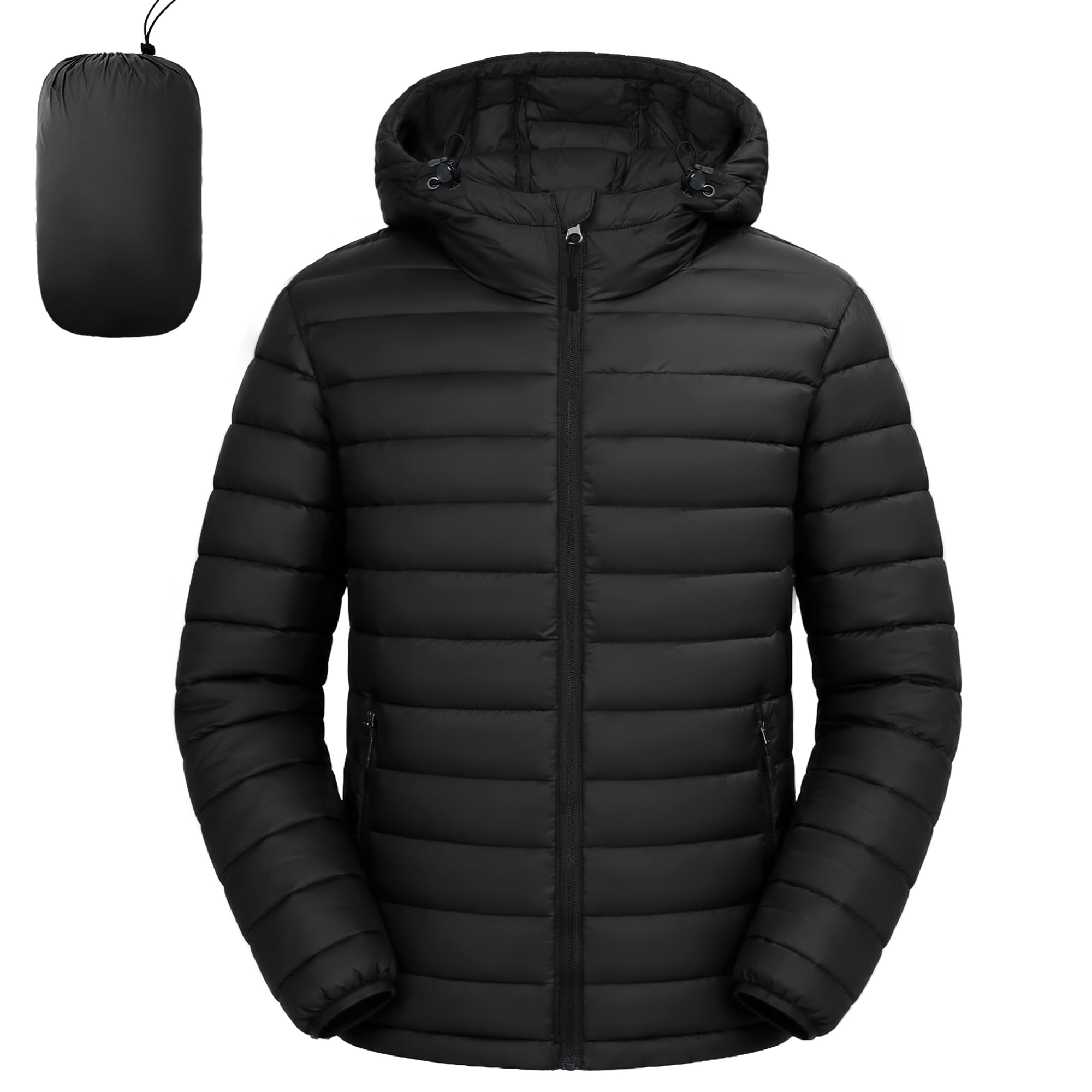 Puffer Coat Men Bubble Puffy Jacket Lightweight Hooded Coat