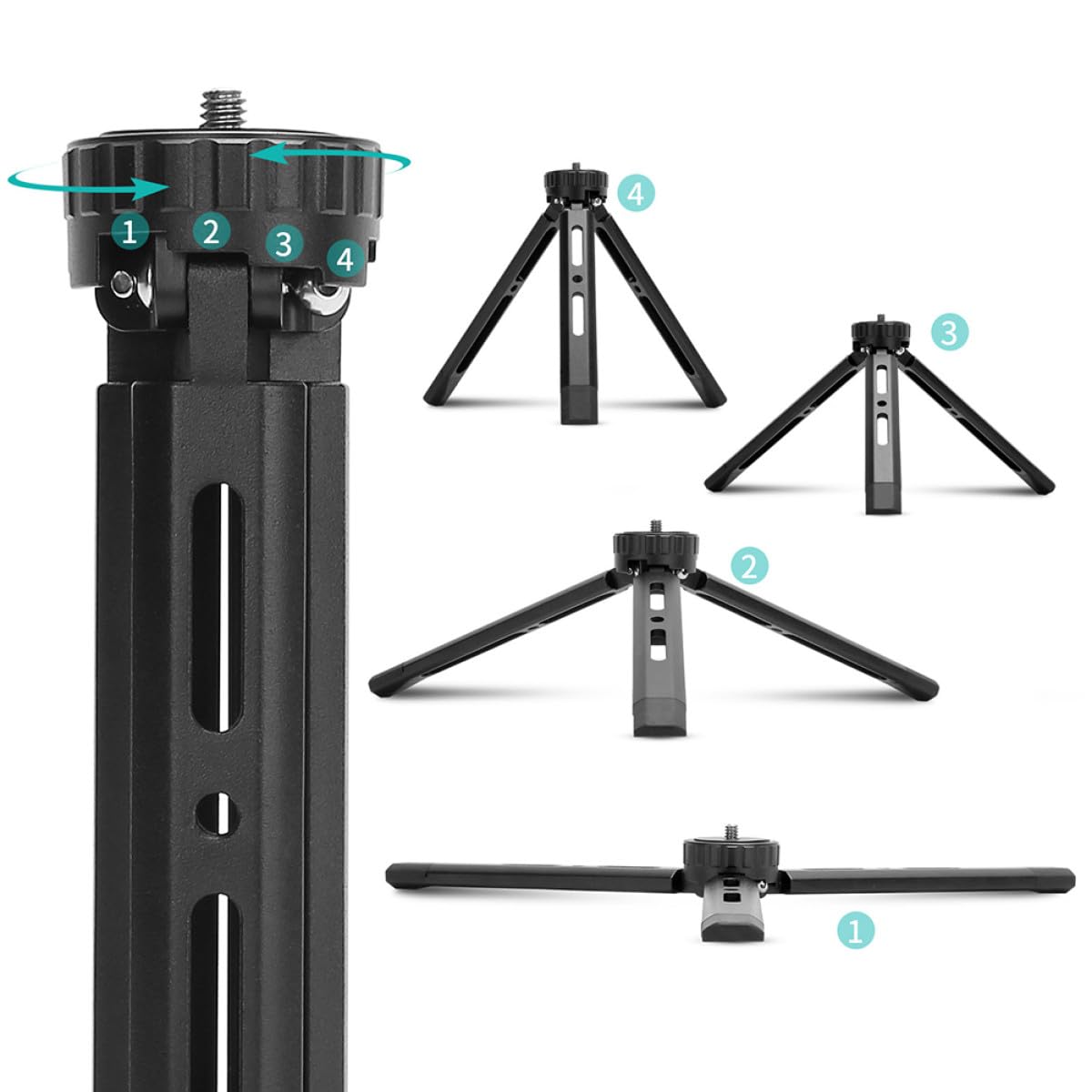 Trípode De Metal Plegable De Sobremesa para Cámara y Teléfono Trípode Ajustable Aleación De Aluminio con Montaje para Cámaras DSLR Sin Espejo