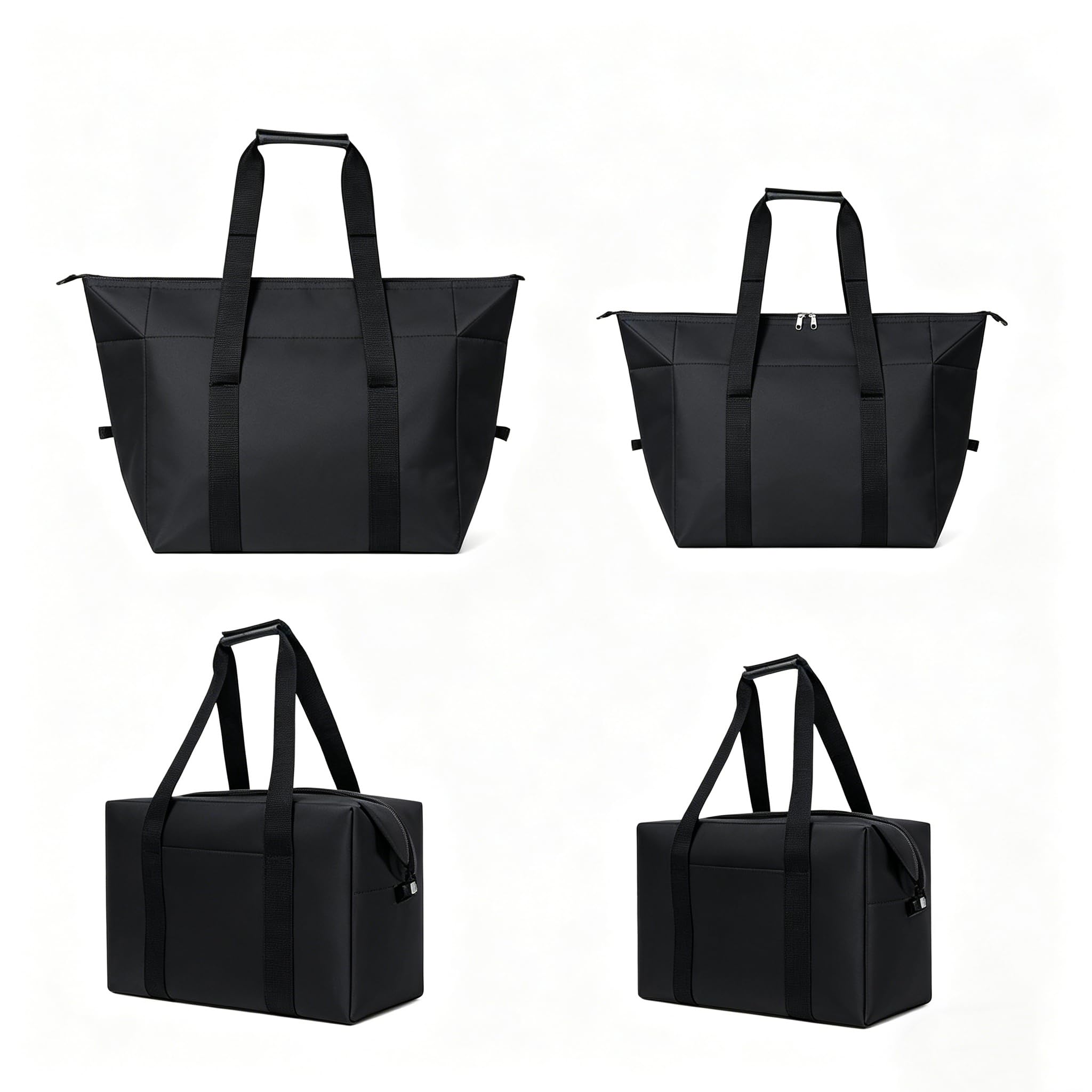 2PCS Foldable Cooler Bag Large Lunch Bags Reusable Shopping Bags with Zipper Portable Leakproof Thermal Picnic Bag with Hard Liner Keeps Hot or Cold for Outdoor Picnics Camping Food Delivery (20L+7L)