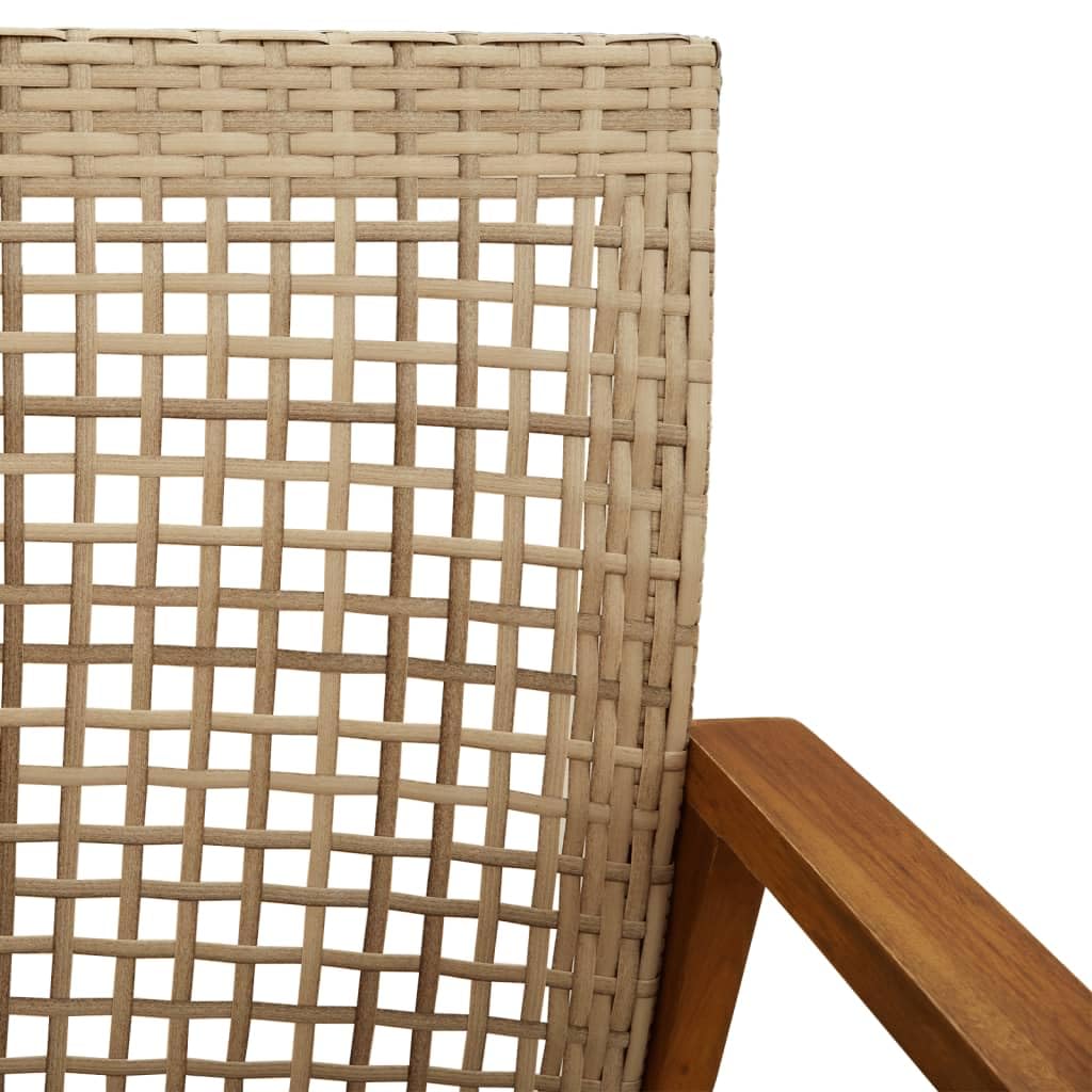 Set da bistrot per esterni in rattan con cuscini, set di mobili da giardino, tavolo e sedie da balcone per patio con tavolino da caffè, set da bistrot da 3 pezzi Polyrattan beige e legno di acacia