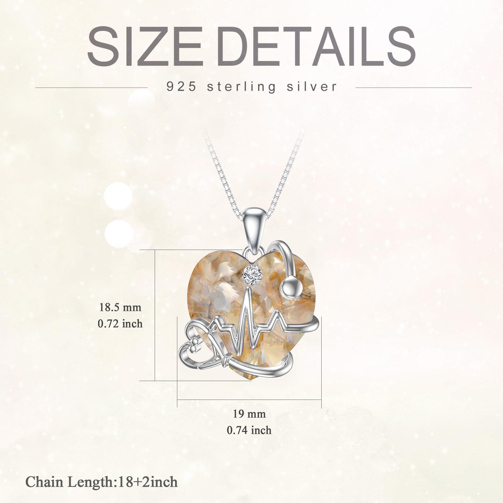 TOUPOP Regalo per infermiera da donna, in argento, stetoscopio a forma di cuore, granato, regalo per studentessa, infermiera, laurea, compleanno, festa della mamma, regalo di Natale, Argento sterling