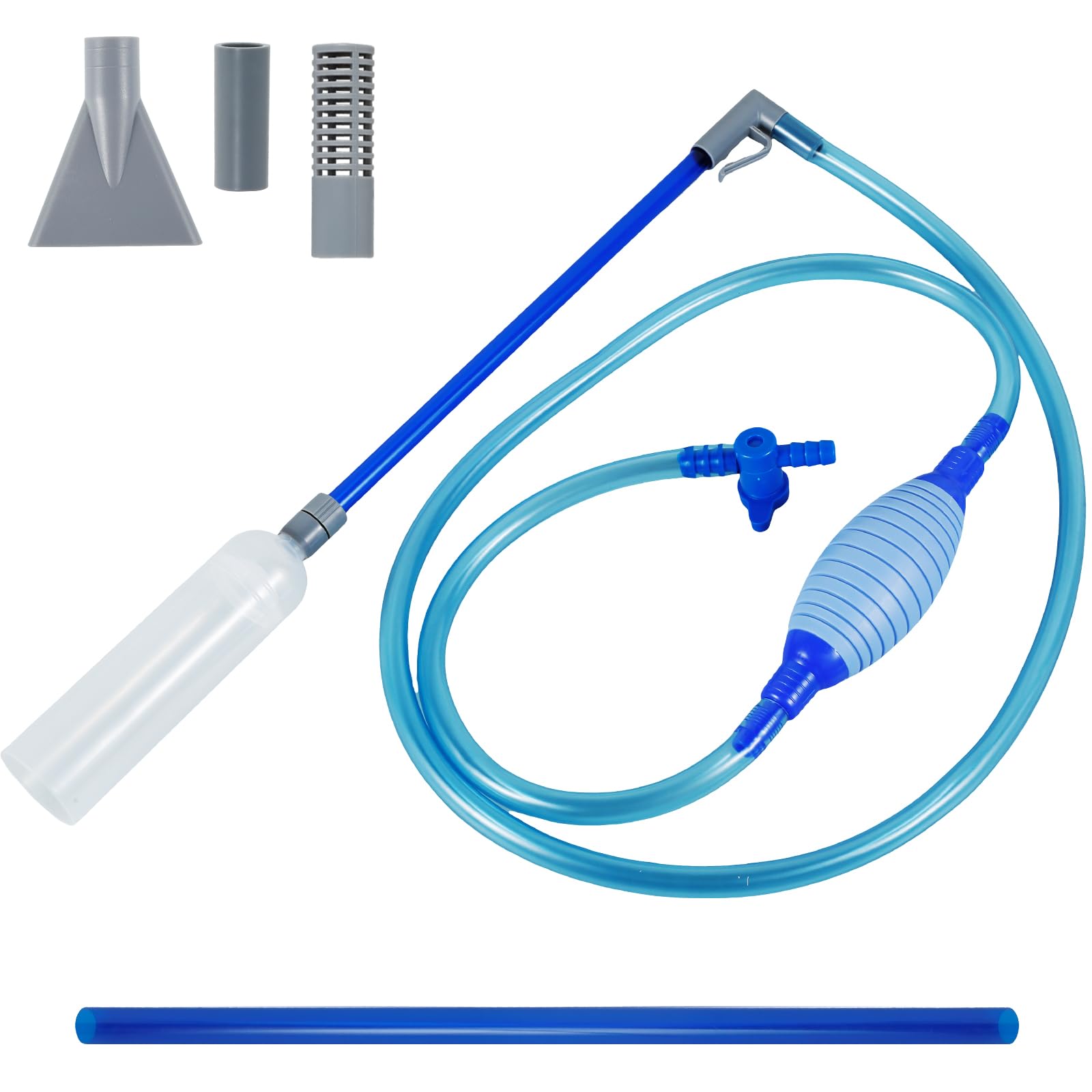 Hot Tub Vacuum Cleaner 10ft Manual Pool Vacuum Cleaner with Strong Suction Flexible Handheld Spa with Squeeze Air Bag for Aquarium Hot Tub Small Swimming Pool(Blue)