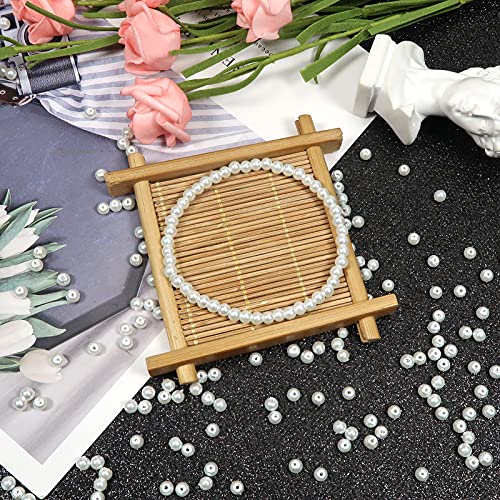Toaob 370 x Round Glass Beads with Pearlescent Beads Assorted White 4 mm with Beading Needle for DIY Spacer Crafts Necklaces Bracelets Earrings Jewellery Making - Image 4
