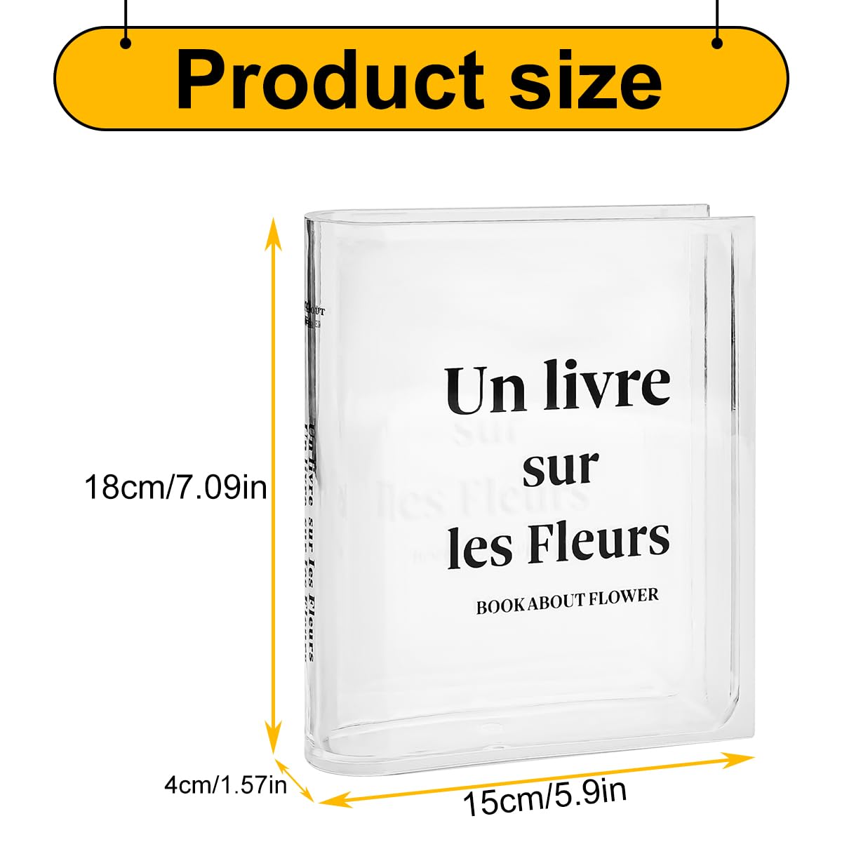 GLADFRESIT Transparent Book Flower Vase Simple High-End Style Acrylic Vase Decoration for Placement In Bedroom Study - Image 2
