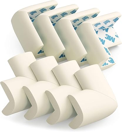 Table Corner Protectors for Baby - Pre-Taped Corner Guards, 8 Pack, Large, Off White
