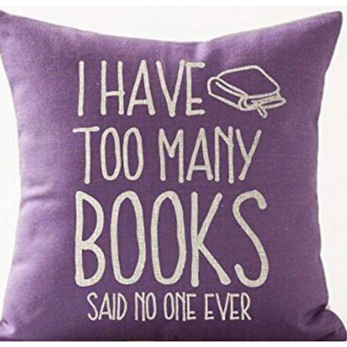 Book Lover Reading Book Club I Have Too Many Books Purple Background Cotton Linen Decorative Throw Pillow Case Cushion Cover Square 18 "X18