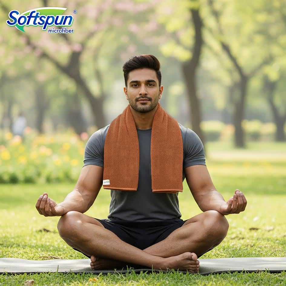 SOFTSPUN Microfiber High Loop Gym & Sports Towels for Men & Women 1 pcs Brown 380 GSM 60X120cms Fast Drying Super Absorbent Lightweight & Ultra-Compact Sweat Towels for Working Out Camping Travel. 3