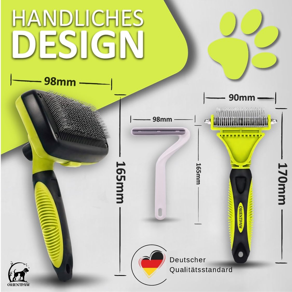 ORIENTPAW® Professional Cat Brush Set of 3, Cat Care Set, 100% Comfort & Hygiene Thanks to Rounded Massage Bristles - Image 3