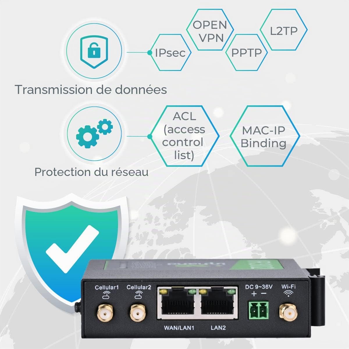 InHand Networks IR302 Routeur VPN Industriel IoT Double Carte SIM, 4G LTE Cat 4, Antenne Externe, Wi-FI, Géré Via Plateforme Cloud Compatible Toute SIM opérateurs, WLAN Camping Car Caravane Bateau