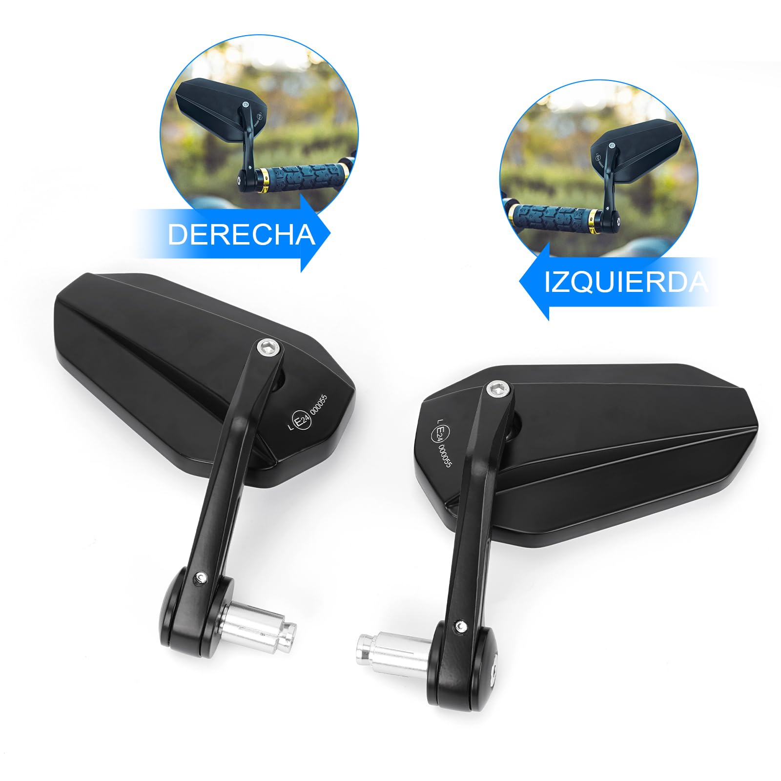 SUPAREE Espejos Retrovisores Moto Espejos Moto Homologados espejos Laterales moto Retrovisores de Manillares para Motocicleta Scooter Universales con Cromados Ajustable 1 Par