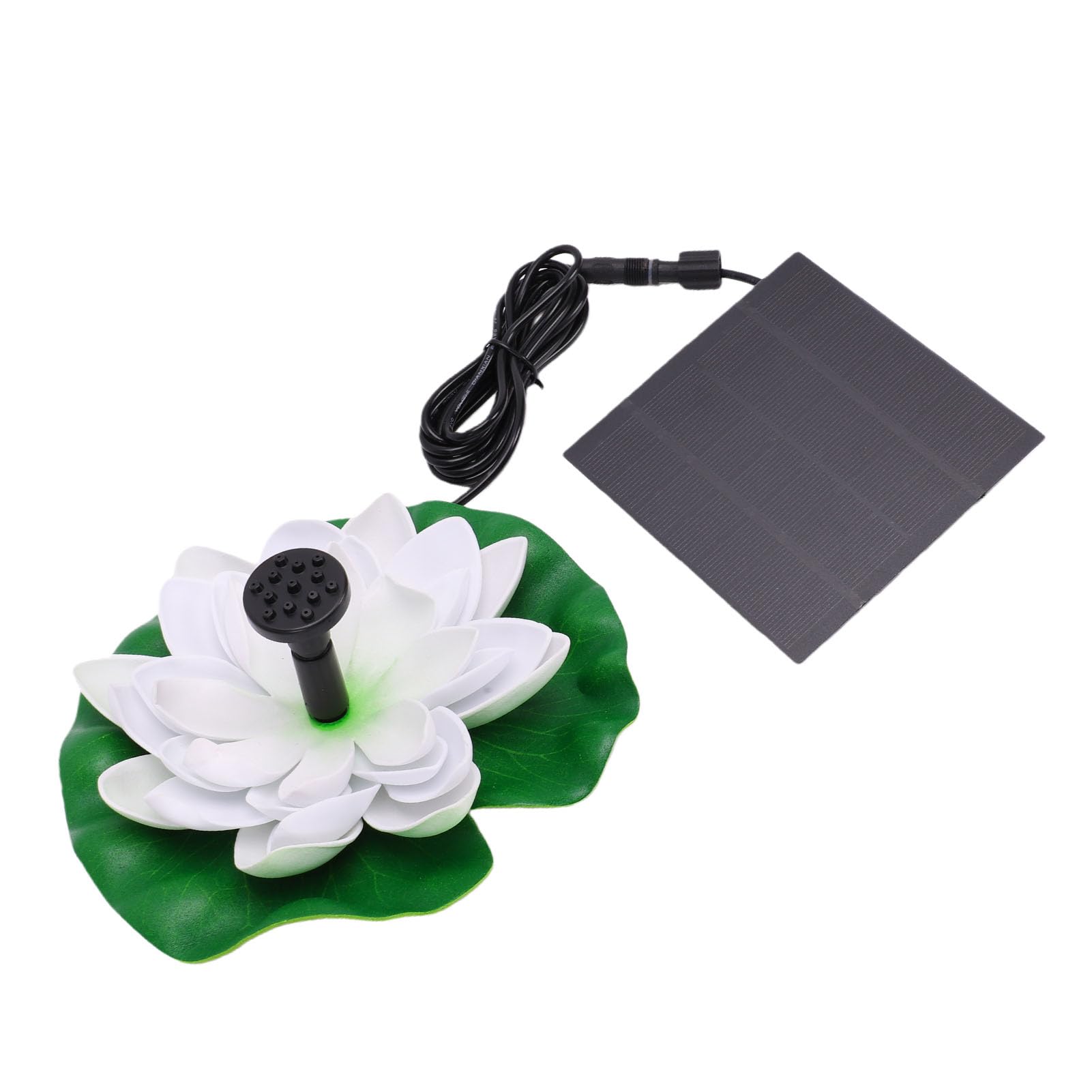 Fdit Solar Powered Water Fountain, 1.5W Water Lily Fountain with 6 Nozzles for Bird Bath Pond Garden Patio Landscape Outdoor Use (White)
