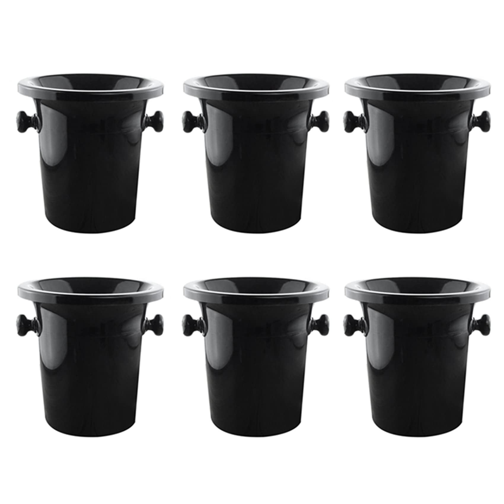 6X Wine Dump Black Plastic Wine Spittoon - Standard Size with Black Funnel Champagne Bucket