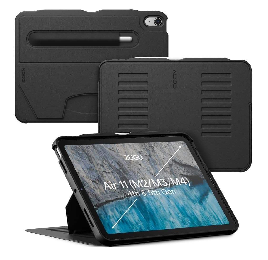 ZUGU CASE for iPad Air 11 M4 2026/M3 2025/M2 2024 iPad Air 4 & 5 10.9 Inch (2020/2022) - Protective, Ultra Thin, Magnetic Stand, Sleep/Wake Cover with Apple Pencil Charging & Storage - Black