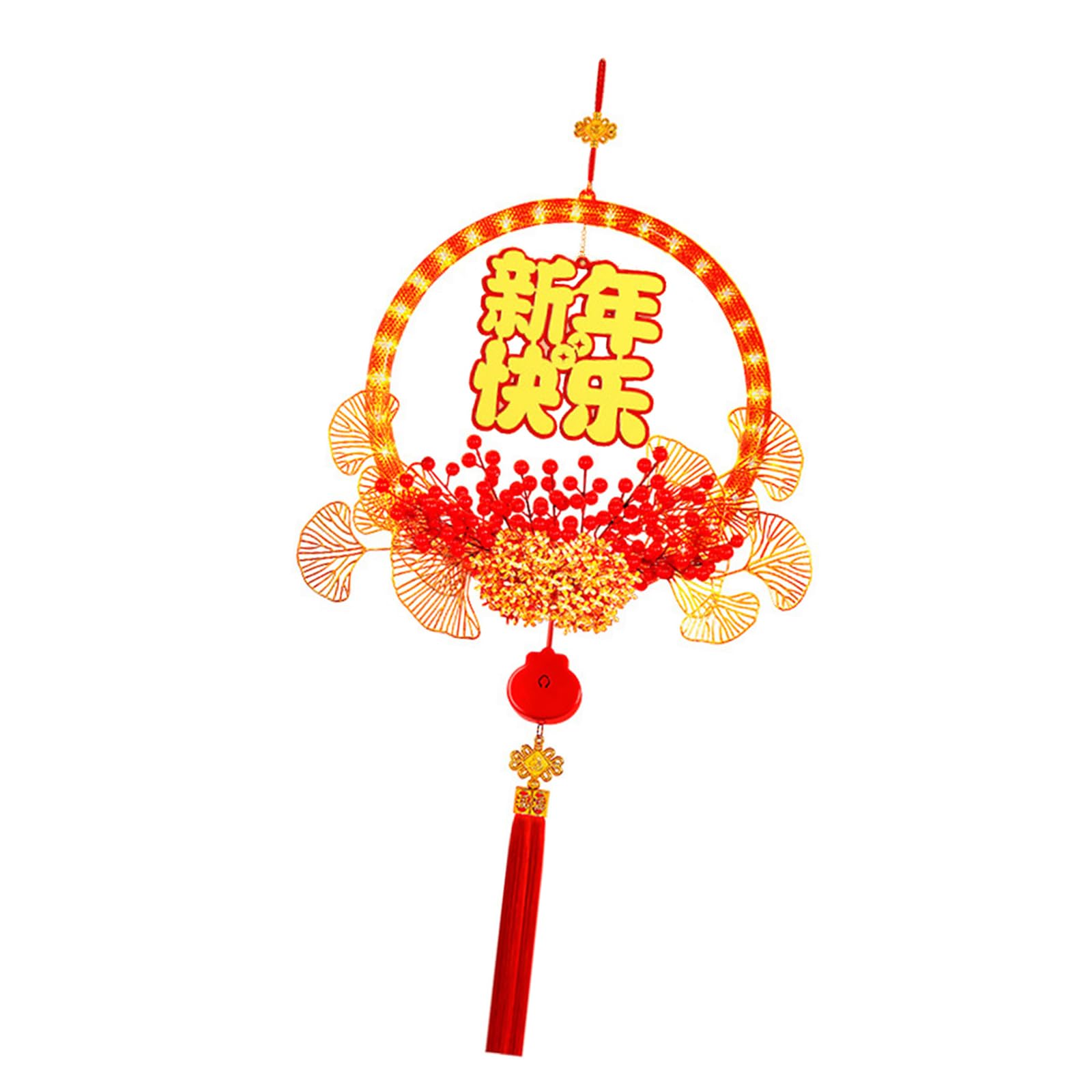 Kalttoy Type A Glowing Wreath Illuminated Decorative Pendant Chinese Hanging Tassels Ornament For Festival New Year Celebration New Year Party Supplies