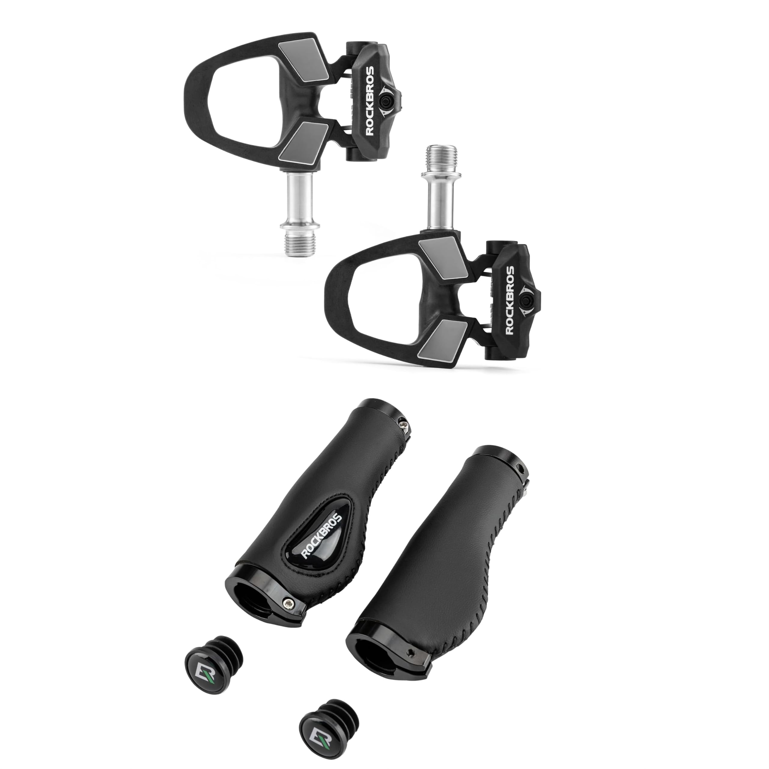 ROCKBROS Poignées de Guidon Vélo + Pédales Clipless Carbone