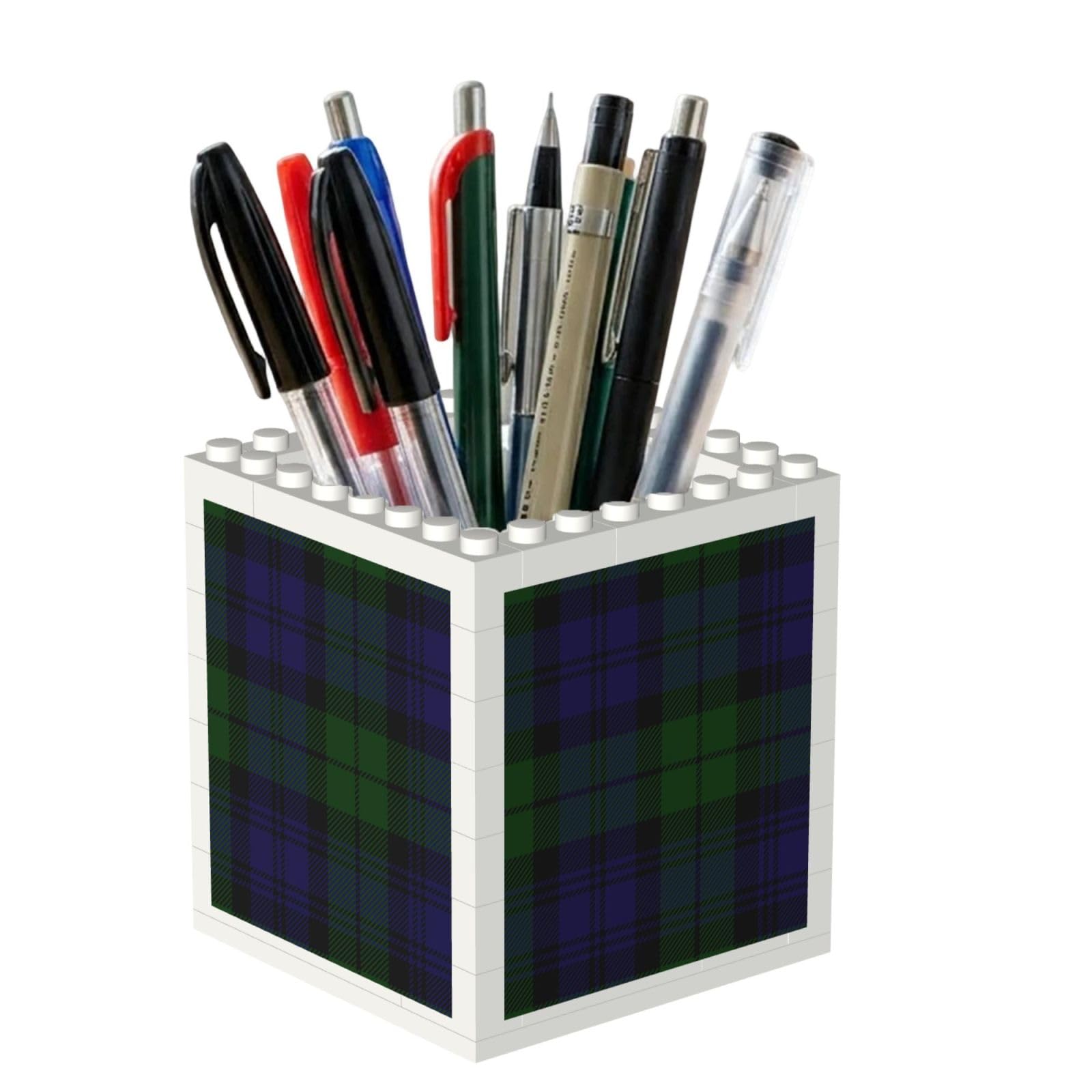 Poadnly Black Watch Tartan Plaid, Pen Pot Pencil Holder for Office Home School, Compact Desk Organiser for Office Stationery