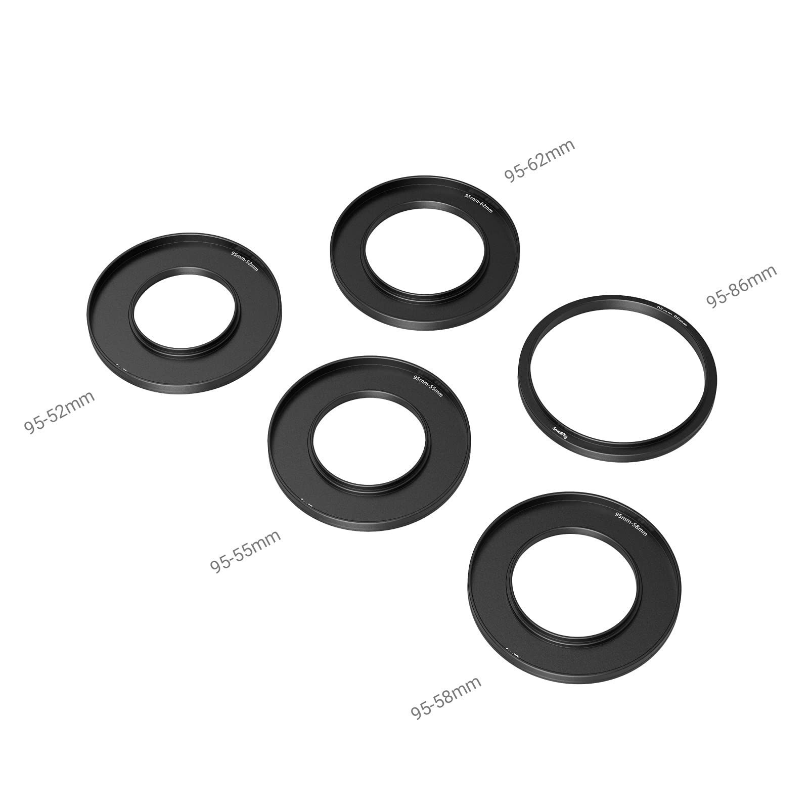 SMALLRIG Objektiv Adapterringe Kit Objektivzubehör Adapter Konverter für Matte Box 3196 & 3575 & 3680, Premium Aluminium(Φ52/55/58/62/86-95mm) - 3383