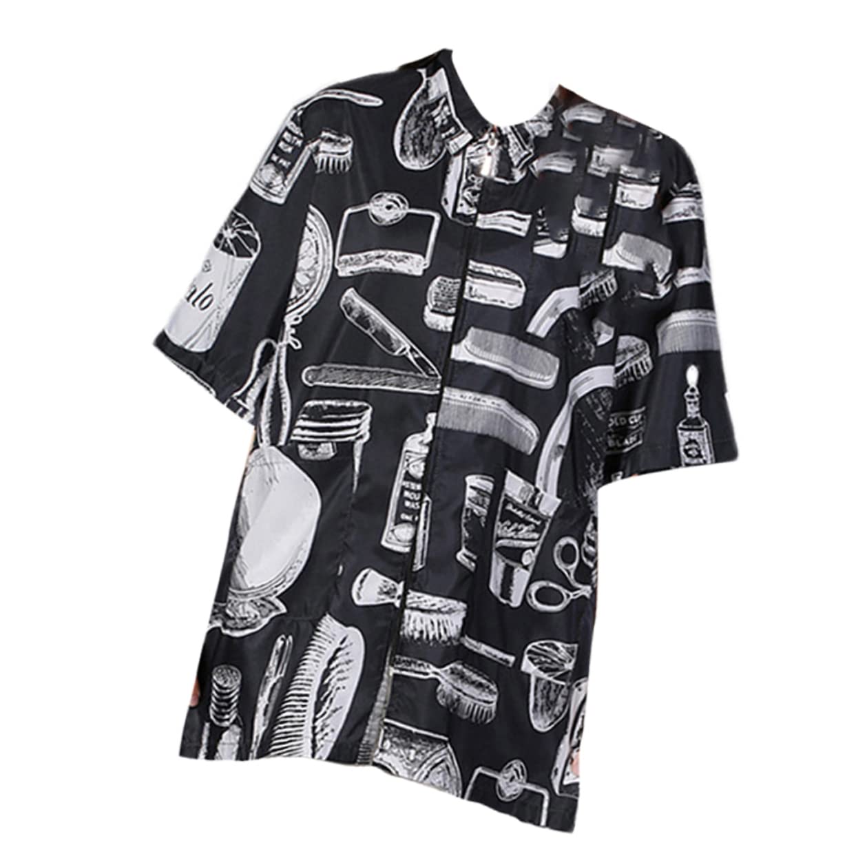 OUNONA Friseuruniform Bequeme Arbeitskleidung für Friseure Kurzärmlig aus Atmungsaktiver Faser mit Reißverschluss und Taschen Schwarz Xl für Heim Coloristen