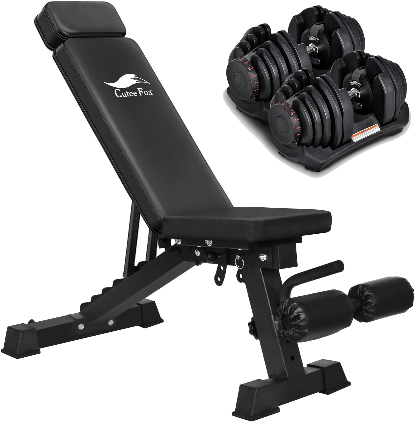 Amazon | CuteeFox 商品 トレーニングベンチ＋可変式 ダンベル 40kg 
