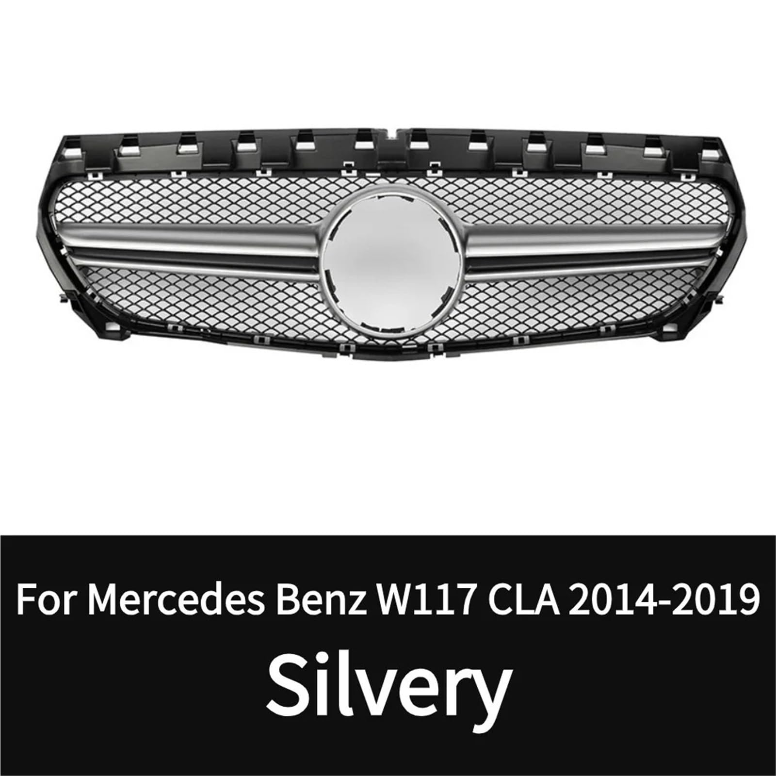Pasuje do Mercedesa C117 W117 Pasuje do Benz CLA 2014-2019 Przedni zderzak Grille Inlet Grill GT Diamond Tuning Facelift Osłona chłodnicy motocykla kratki samochodowej(Blue)