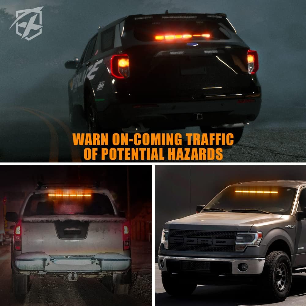 Xprite 35" Amber COB LED Emergency Traffic Advisor Strobe Chase Light Bar, Safety Warning Rear Window/Deck/Dash Flashing Directional Lightbar for Construction Vehicles Tow Trucks