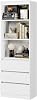 FirFurd Tall Bookcase 180cm Filing Storage Cupboard with 3 Drawer Bookshelf Display Cabinet Wooden for Living Room