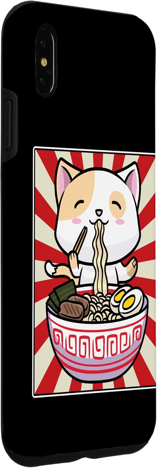 Amazon Com Iphone Xs Max Cute Cat Ramen Bowl Japanese Noodle Kawaii Anime Girl Retro Case Cell Phones Accessories