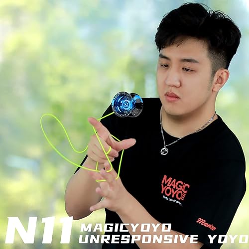 Miniatura 3 de MAGICYOYO Yoyo N11 que no responde, yoyo profesional para adultos, Yoyo profesional de metal con 6 cuerdas de yoyo, guante de yoyo, bolsa de yoyo