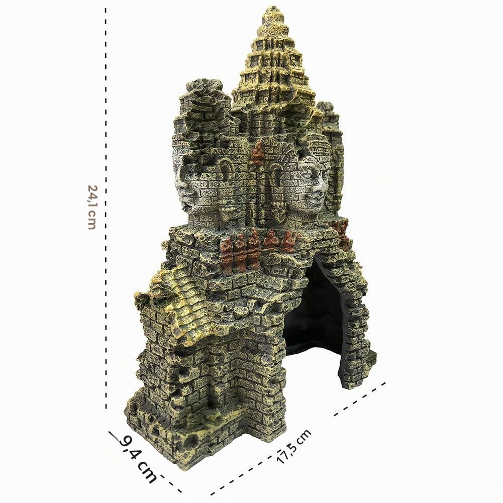 SLOCME Grande statue de Bouddha pour aquarium - Ornement d'aquarium avec trou pour les poissons Betta