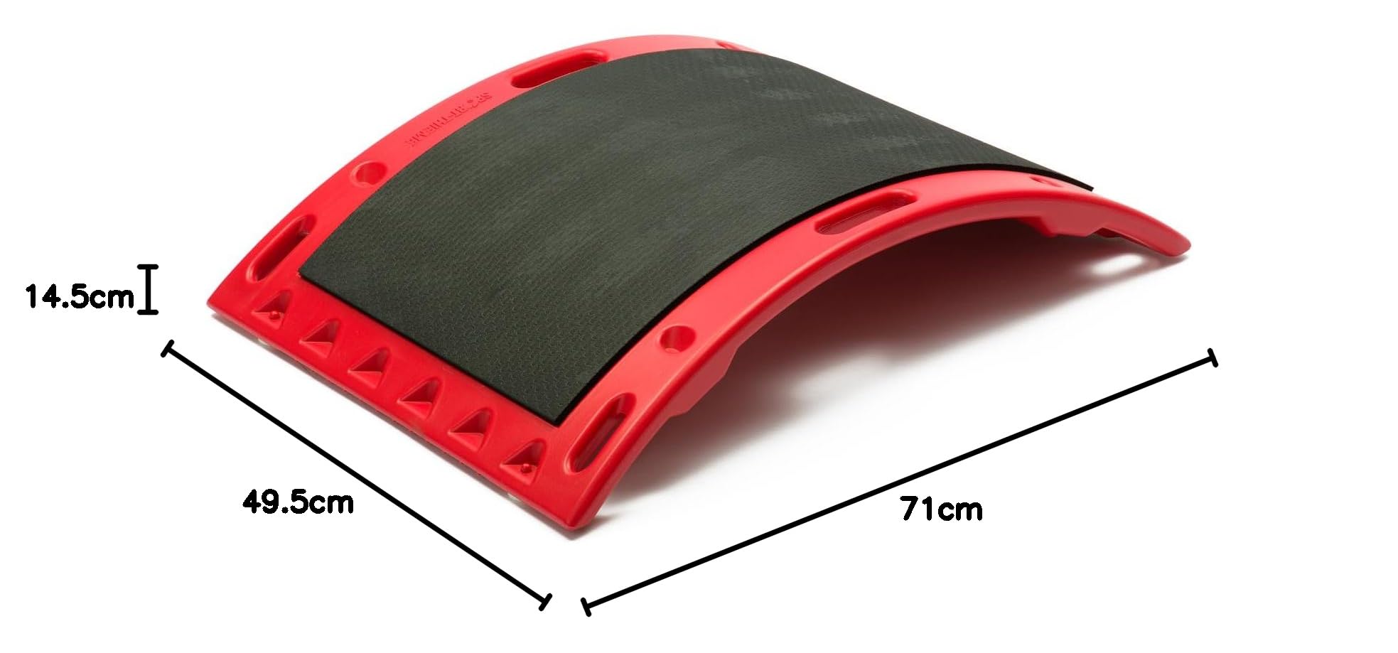 Sport-Thieme Therapie- u. Fitnessbogen | Multifunktionale Fitness-Wippe, Stepper, Balanceboard | Belastbar: 200 kg | Kunststoff, Anti-Rutsch-Matte | 71x49,5x14,5 cm | 3 kg | Rot-Schwarz
