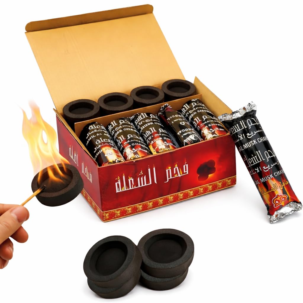 IGLH Quick Light Charcoal Briquettes, 33 mm Nature Coal Disks, Instant Fire Coal Tablets, Charcoal Burner (50 Pieces)-image-47