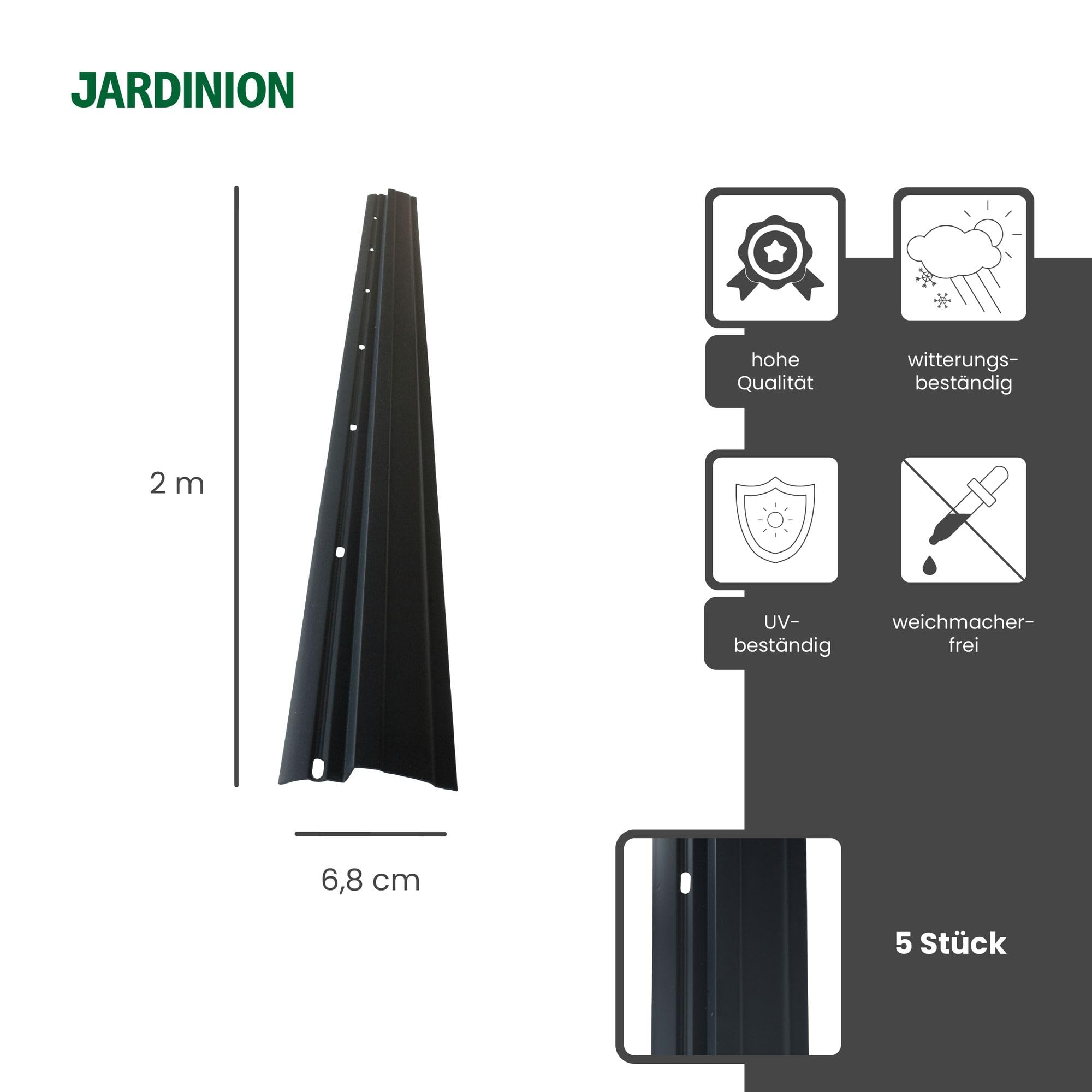 Abdeckprofil für Noppenfolie, PVC Abschlussleiste 5 Stück 2m Abdeckleiste für Grundmauerschutz, einfache Montage, effektiver Schutz