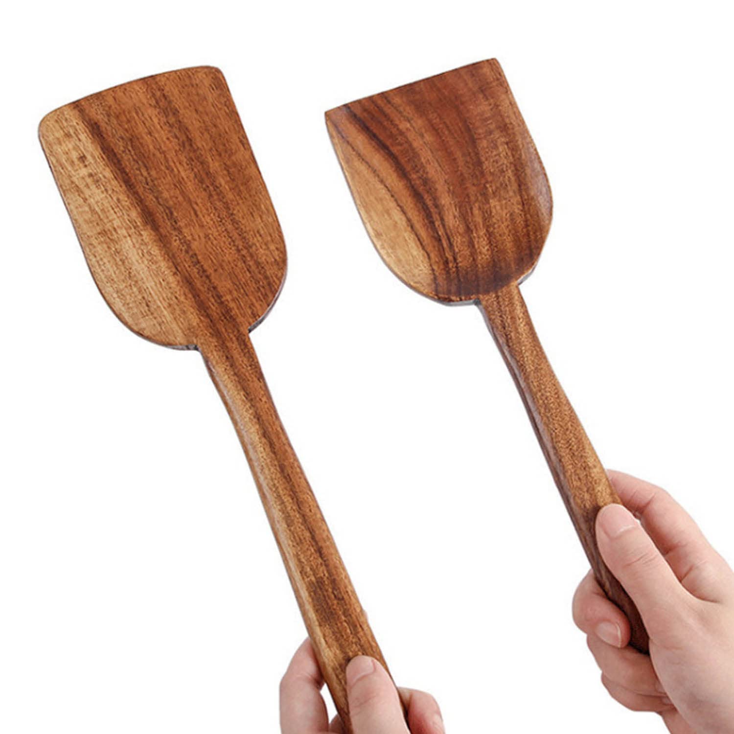 Cuchara de Café de Teca Natural Cuchara Agitadora de Mango Largo Espátula de Cocina Juegos de Utensilios de Cocina de Madera Ecológicos Antiadherentes, Paquete de 6