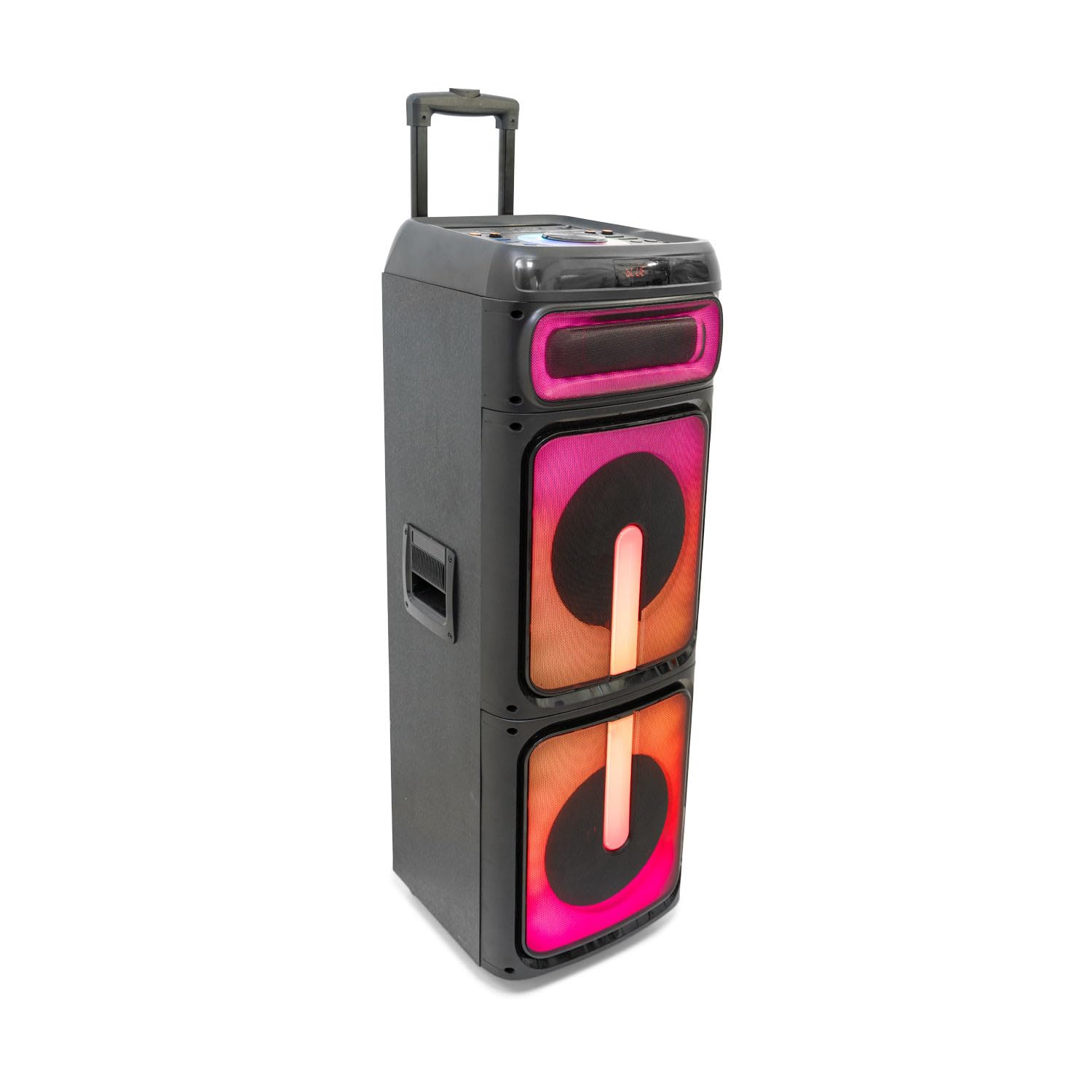 Ibiza STUPDJ1400 Aktiver Lautsprecher 1400W – Bluetooth, USB, TWS, LED-Lichteffekte, DJ & Karaoke Box mit Mikrofon, Aufnahmefunktion & Rollen
