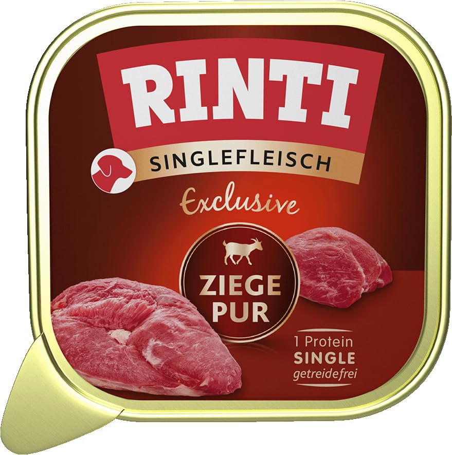 RINTI - Singlefleisch Exclusive | Nassfutter mit 100% Lammfleisch für Sensible, ausgewachsene Hunde. Alleinfutter in Schälchen ohne Getreide und künstliche Zusätze | 10x150g Lamm Pur