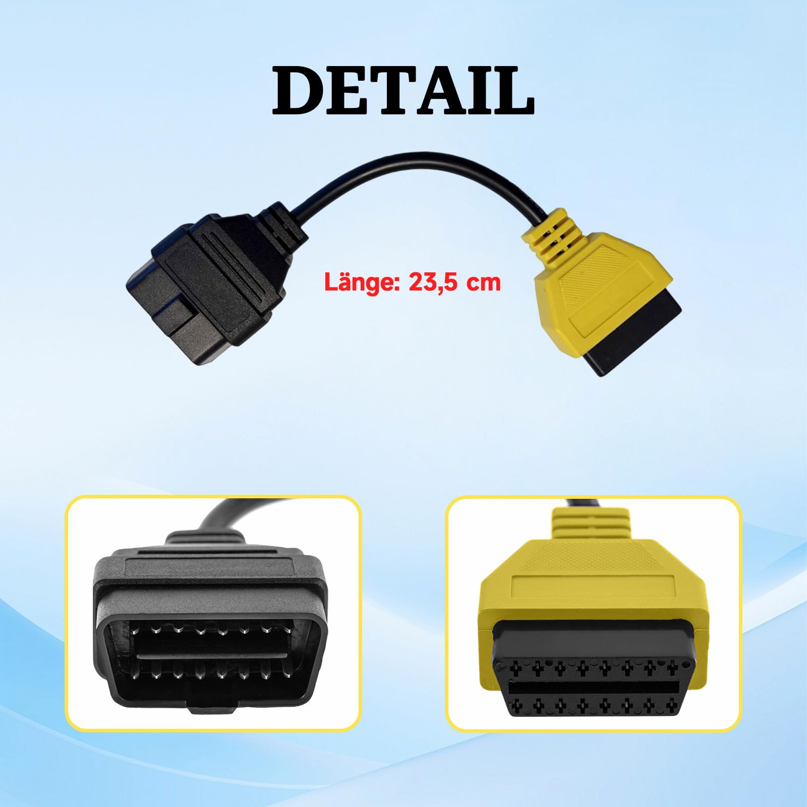 Cavo adattatore multiecuscan OBD2 A3 Giallo,per veicoli di serie di auto in Italia 'Can Service Reset Radio Seat Diagnostic,Fit for fiatecuscan obd,Scanner Cable Diagnostico Auto per Fiat