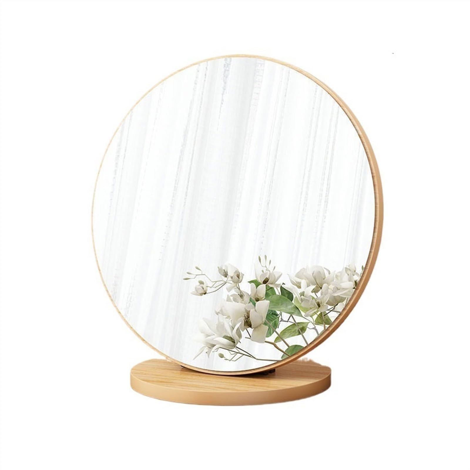 GHJrtHFJ Desk mirror, Cosmetic Mirror Bedroom Desktop Vintage Dressing Desk Tabletop(Natural,30cm)