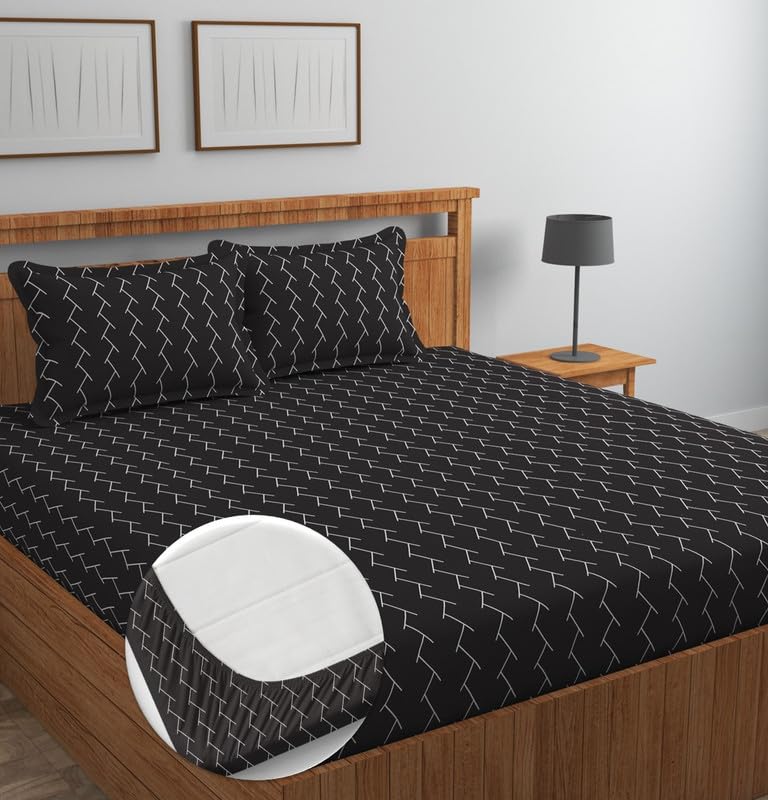 Image of NHD HOME Premium Microfiber All Round Elastic Fitted Bedsheets for Double Bed with 2 King Size Pillow Covers 220 TC Supersoft |Wrinkel Free Bed Cover Size - 72x78+8 inches | Coffee