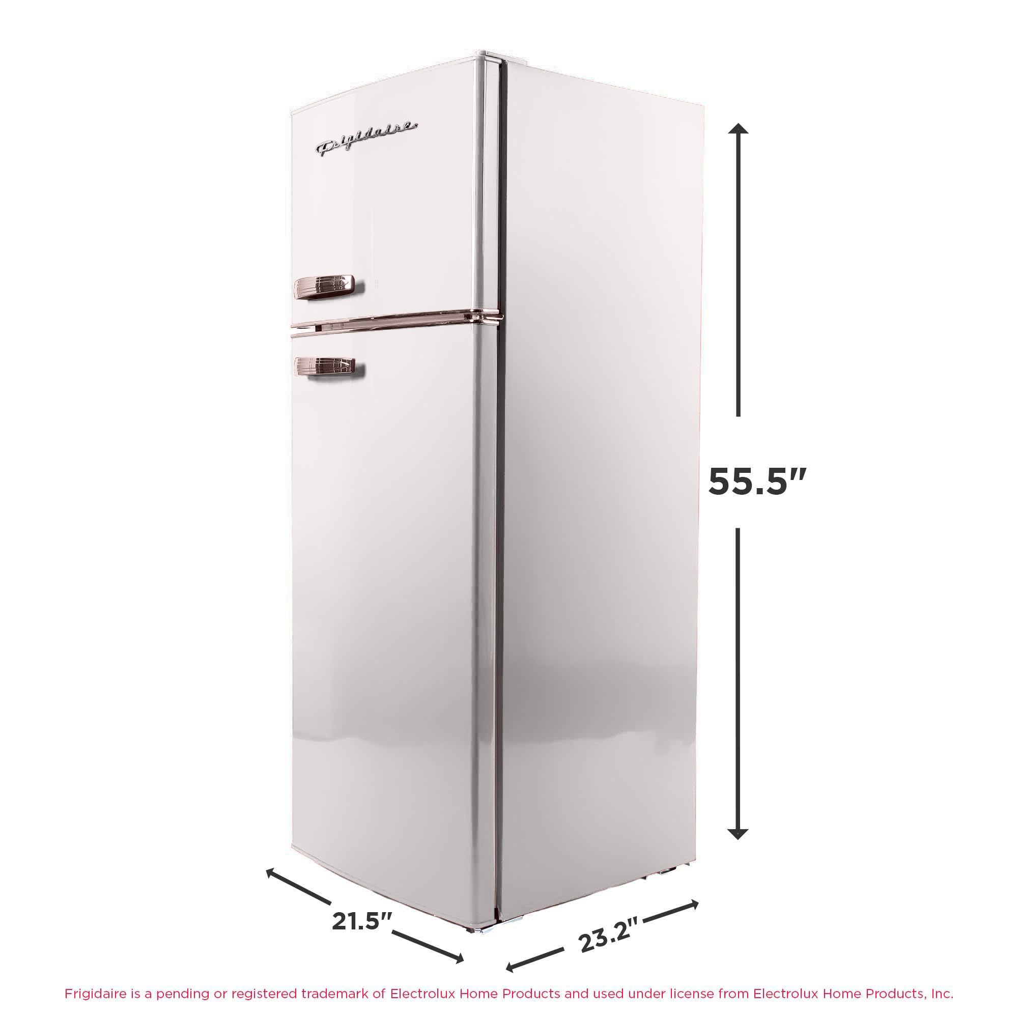 Frigidaire Retro Apartment Size Refrigerator With Top Freezer - 2 Door Fridge With 7.5 Cu Ft Of Storage Capacity, Adjustable Spill-Proof Shelves, Door & Crisper Bins, White, Rose Gold Accents on Fridge.com - View 5