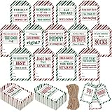 Outus 100 Pieces Holiday Gift Tags Christmas Funny Gift Labels Christmas Gift Name Tags Stickers Christmas Paper Tags with Hemp Rope Hanging Gifts Wrap Tree Decor for Xmas Party, 20 Styles