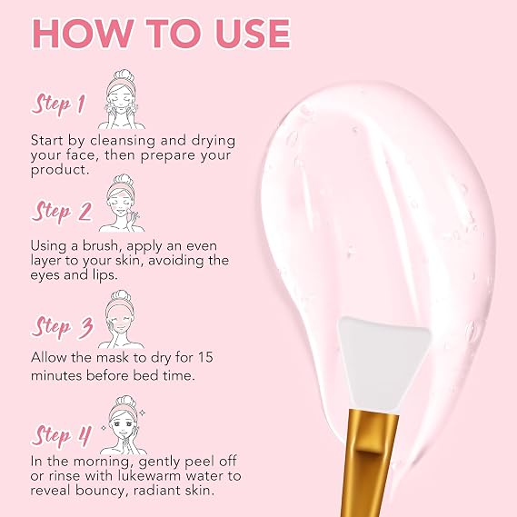 Collagen Night Wrapping Mask, Peel Off Mask with Jelly Brush – Overnight Hydrating Face Mask, Skincare for Elasticity & Moisture Care, Suitable for All Skin Types
