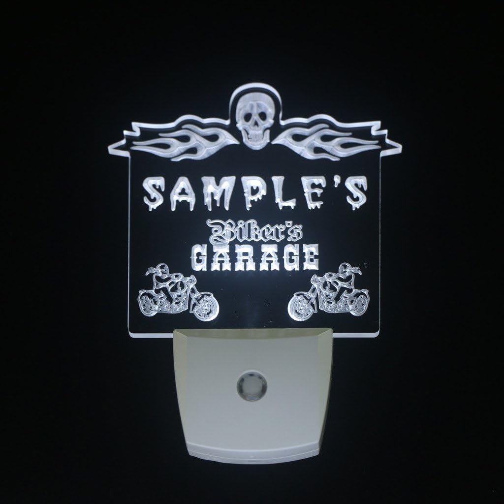 ADVPRO wsqu-tm Name Personalized Custom Biker's Garage Motorcycle Repair Bar Day/Night Sensor LED Sign