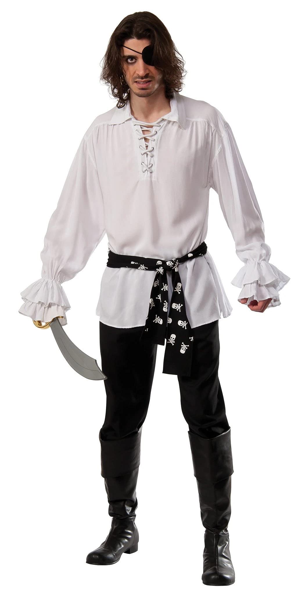 Rubies Men's Cotton White Pirate Shirt, White, Standard - White - Default
