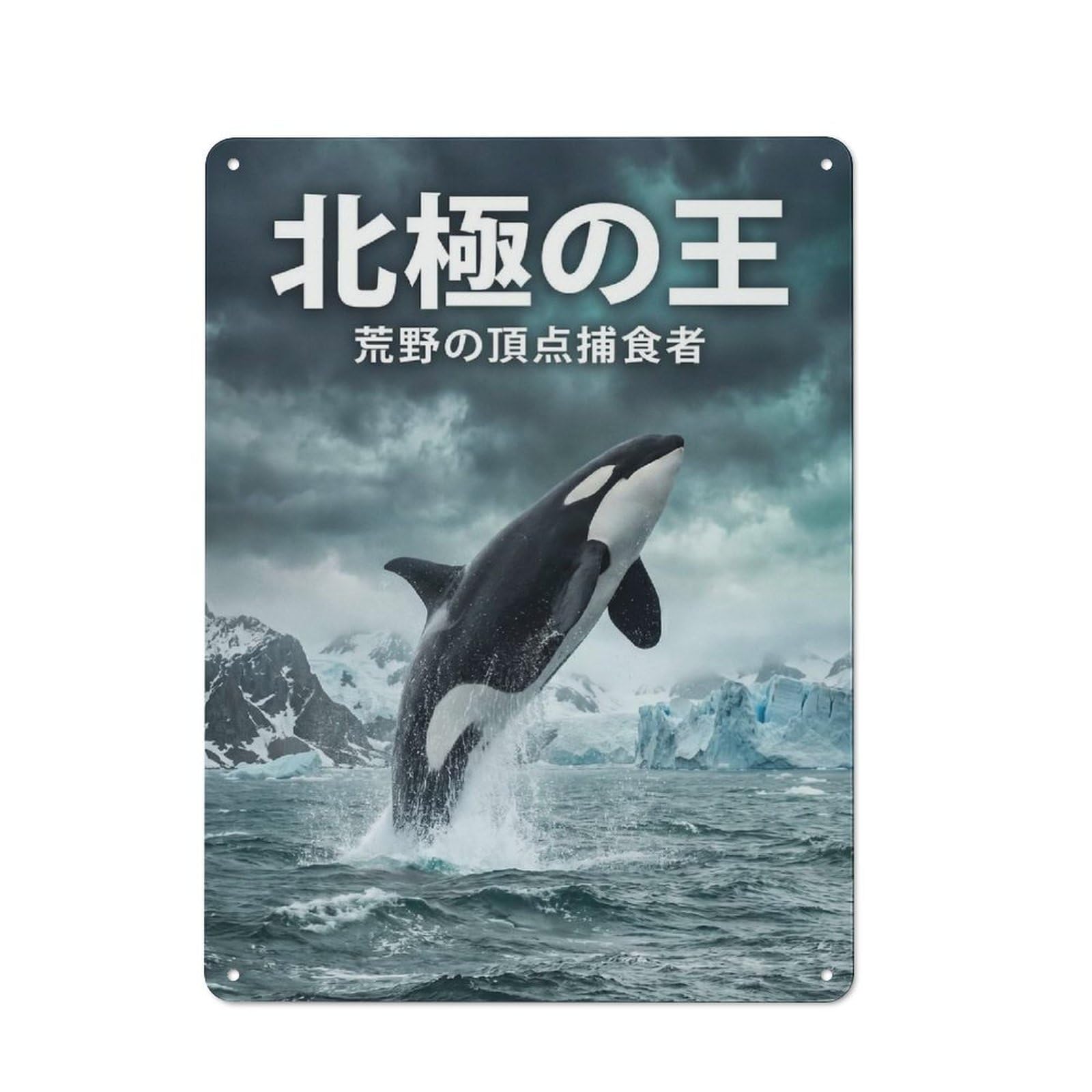 Junmoney Style-22 Tin Wall Plaque 40X30cm With Orca Leaping In Arctic Waters For Guest Room Or Hallway, For Garage, Workshop And Man Cave Decoration