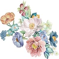 Vista 4 de Calcomanías de flores para tapa de asiento de inodoro, autoadhesivas, removibles, para la pared del baño, calcomanías para cubierta de tapa