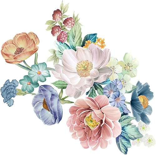 Miniatura 4 de Calcomanías de flores para tapa de asiento de inodoro, autoadhesivas, removibles, para la pared del baño, calcomanías para cubierta de tapa de