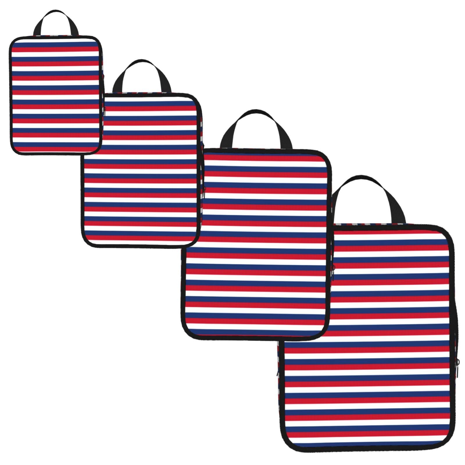 Dutch flag Print 4 Set Compression Packing Cubes for Suitcases,Expandable Storage Bag Organizers