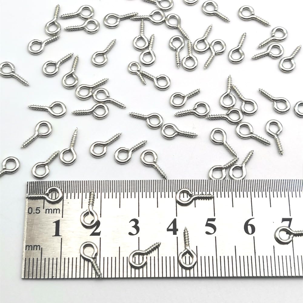 400 Pack Mini Screw Eye Pin Pegs for DIY Jewelry Making, Wood Arts & Crafts Projects - 10 x 5mm, Silver