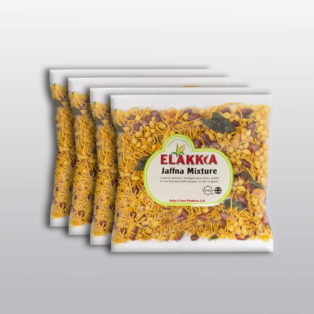 Elakkia Sri Lankan Jaffna Mixture 175 g, Pack of 4,Healthy Snacks, Vegan Friendly, No Artificial Flavours or Preservatives Added