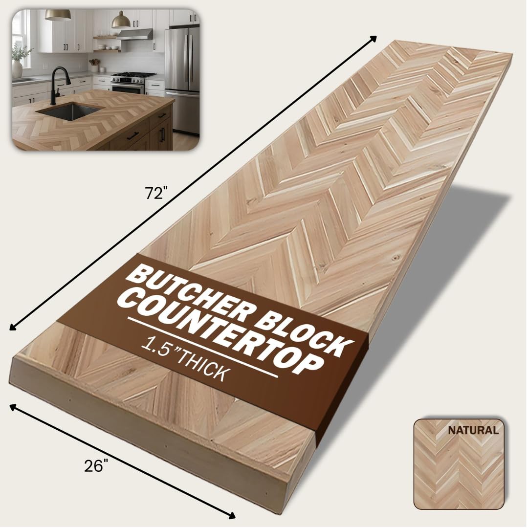 Amazon.com: 72 in x 26 in x 1.5 in Wood Butcher Block Countertop